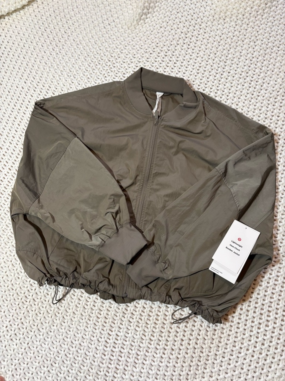 lululemon lightweight hem-cinch bomber jacket in nomad size small